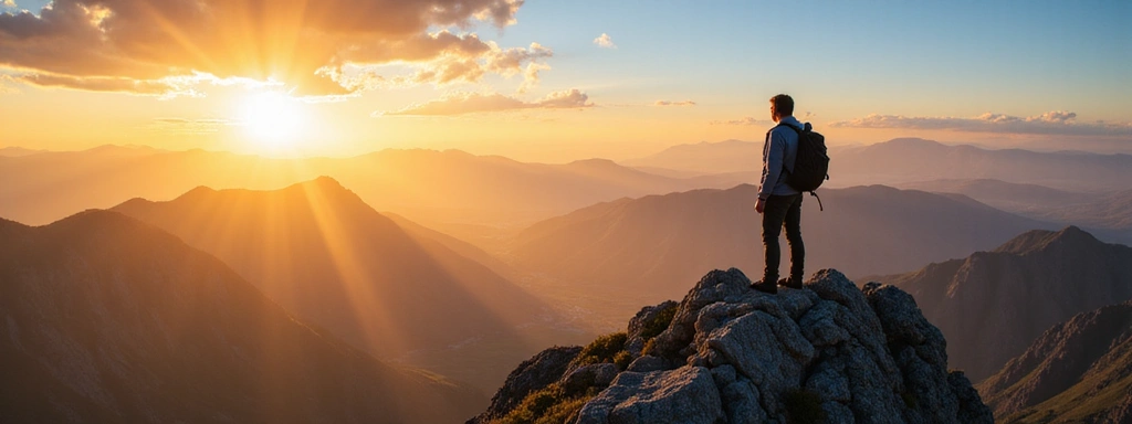 A person climbing a mountain, symbolizing reaching potential