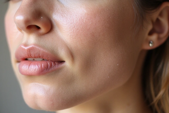 Close-up of a woman's healthy, glowing skin with subtle fine lines, suggesting natural beauty and effective skincare.